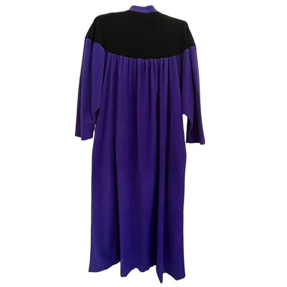 Vtg Vanity Fair Long Robe M Purple Floral Velour Quilted Housecoat Grannycore - Picture 2 of 12